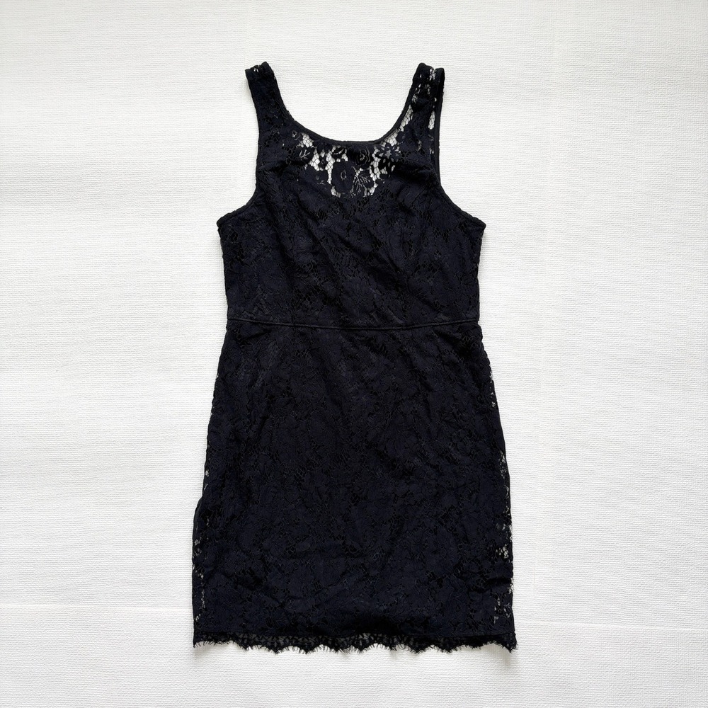 Abercrombie & Fitch Sleeveless Floral Lace Mini Dress Large Black